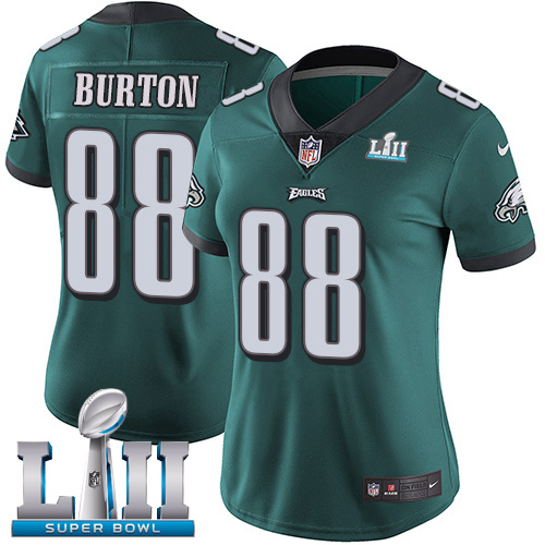 Nike Eagles #88 Trey Burton Midnight Green Team Color Super Bowl LII Women's Stitched NFL Vapor Untouchable Limited Jersey